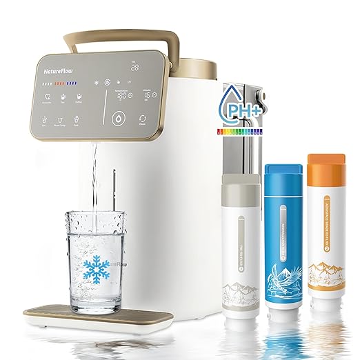 NatureFlow Y60EC Cold Reverse Osmosis Water Mineralization System — Featuring Natural Mineral Activation, 10-Stage RO Filtration, Ultra Dual UV, Alkaline Water,4:1 Pure-to-Drain Ratio, 11-Temperature