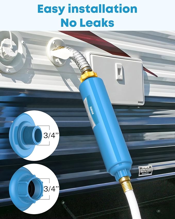 Kohree RV Inline Water Filter, NSF Certified, Camper Water Filter Reduces Chlorine, Bad Taste, Odor, RV Accessories Water Hose Filter for RV Campers, Marine, Gardening, Boats, Trailer, 4 Pack