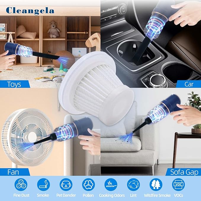 8 Pack lt-117c Multifunction Vacuum Cleaner Filter Replacement Compatible with KMM Handheld Car Vacuum Cleaner Filters, Model LT-117C, Washable Hepa Filter for Car, Home, Office, Pet - AquaVibe
