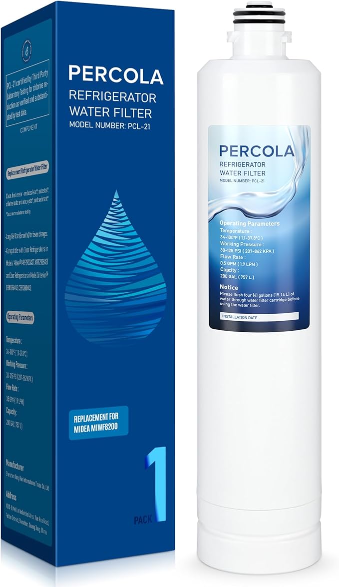 MIWF8200 Water Filter, Compatible with Midea® MIWF8200/MF-2812-R4 Water Filter, Midea® MRF29D3AST, MRF29D6AST, MRF29D9BST Refrigerator Models (1 Pack)
