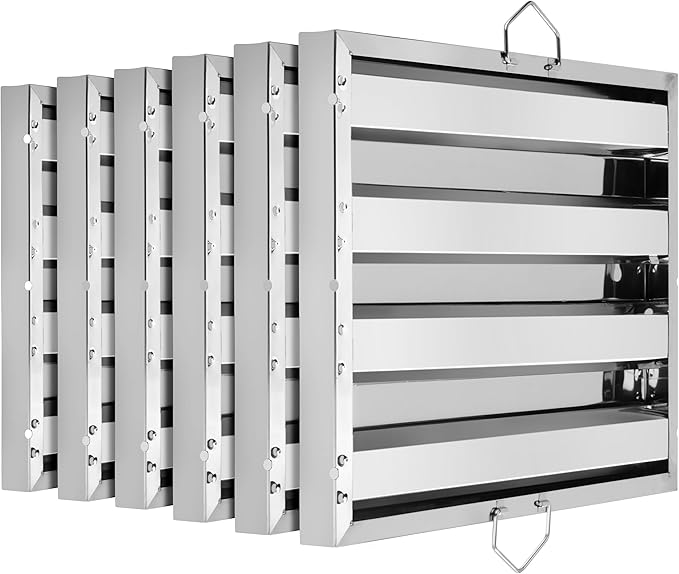 New Star Foodservice 54323 Stainless Steel Hood Filter, 16" W x 20" H, Set of 6 - AquaVibe