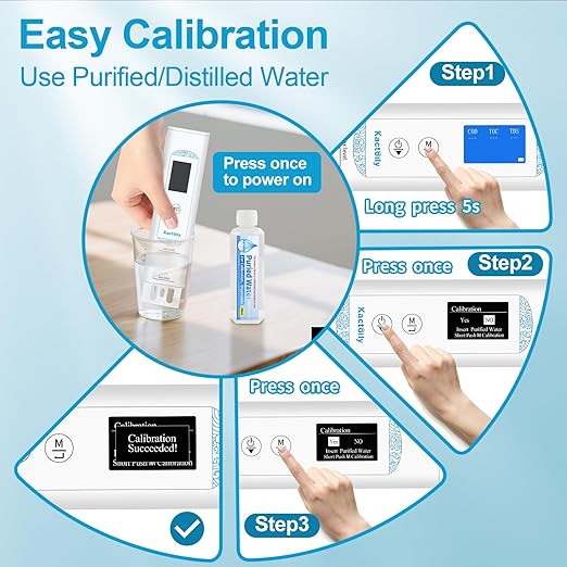 6 in 1 Digital Water Tester for Drinking Water, Lab Grade TOC/COD/EC/UV275/Temp/TDS Meter Digital Water Tester and Calibration Solution for Home, RV, Camping, Well, Tap Water