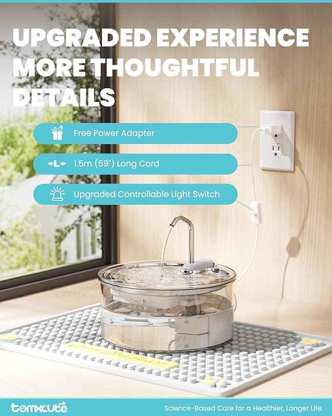 Tomxcute Glass Cat Water Fountain - 108oz/3.2L Ultra-Quiet Cat Fountain for Drinking, Elegant Easy to Clean Glass Pet Water Fountain for Cats, Small Dogs, Multiple Pets, Model Number P11G1