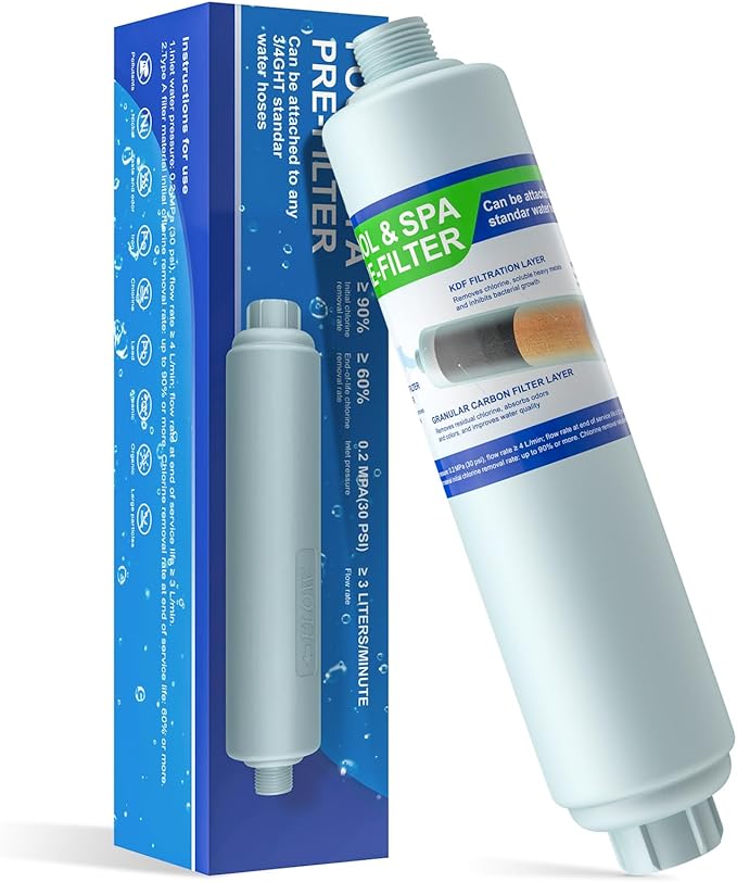 Garden Hose Filter for Filling Pool/Hot Tub/Spa, Greatly Reduces Sediment, Chlorine, Heavy Metals and Odors, Standard 3/4