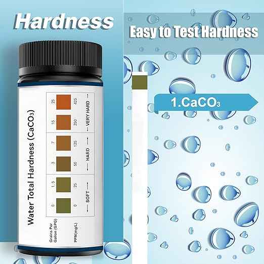 Water Hardness Test Kit-150 Strips Water Quality Testing for Drinking/Well Water, Softener,Hard, Dishwasher,Pool,Spa, 0-425 ppm