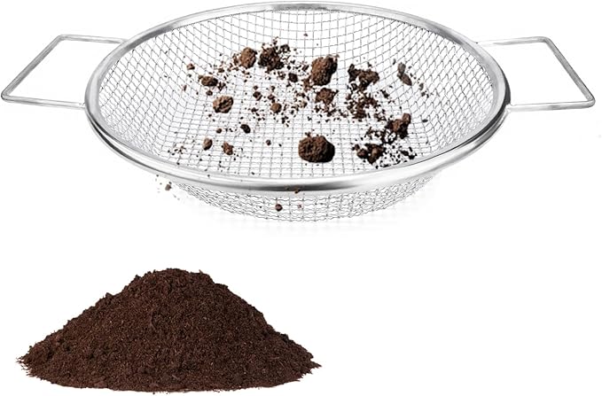 Stainless Steel Garden Sieve with Handles for 5-Gallon Bucket，1/4 inch Mesh，Commonly Used with Soil, Sand, Gravel, and Other Media