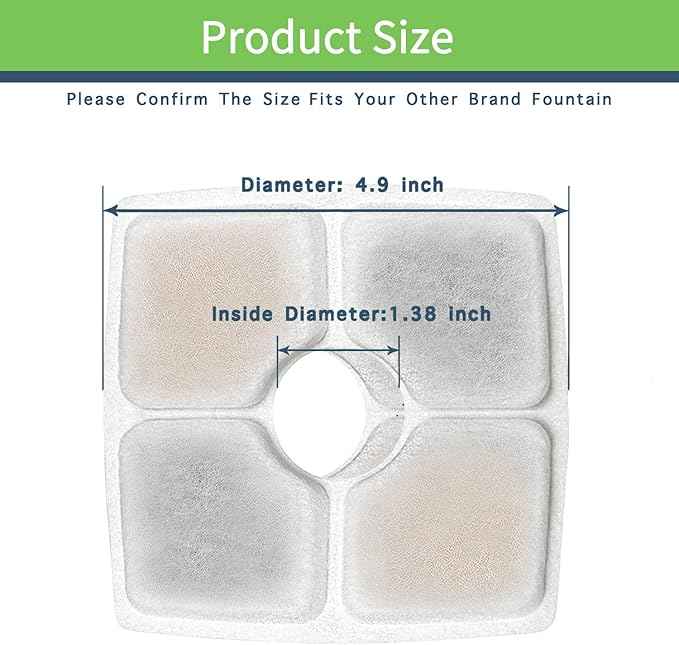 8 Pack Square Filters for Cat Fountain, Compatible with 2.5L Pet Flower Fountains, Ion Exchange Resin and Activated Carbon