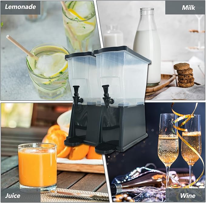 CLIVIA 6 Gallon Iced Beverage Dispenser, Commercial Drink Dispenser for Parties, 22L Plastic Juice Dispenser with Spigot Lid Black Base Water Dispenser for Restaurants, Parties