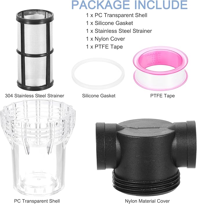 uxcell Pressure Washer Filter 1" NPT Female Thread, Inline Mesh Strainer Attachment, Stainless Steel Screen with Sealant Tape for Outdoor Gardening Inlet Water (Size:80 Mesh) - AquaVibe