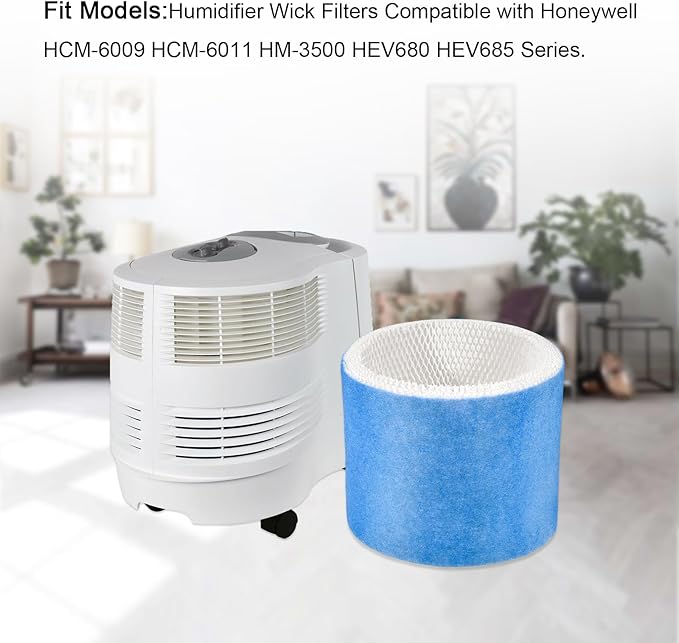 Humidifier Filter Replacement Blue Mesh Layer Humidifier Wick Filters Compatible with Honeywell HCM-6009 HCM-6011 HM-3500 HEV680 HEV685 Series, Part HC-14V1 HC-14 HC-14N Wicking Filter E, 2Pcs