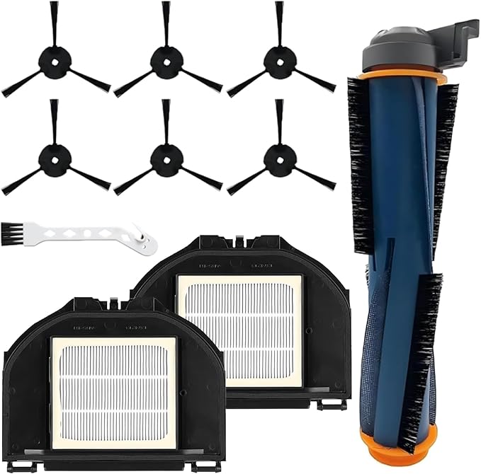 Vacuum Replacement Parts Accessories Kit Compatible With Shark RV2310AE Matrix Robot Vacuum Cleaner, 1 Main Brush, 2 HEPA Filters, 6 Side Brushes, 1 Cleaning Brush 10 Pack - AquaVibe