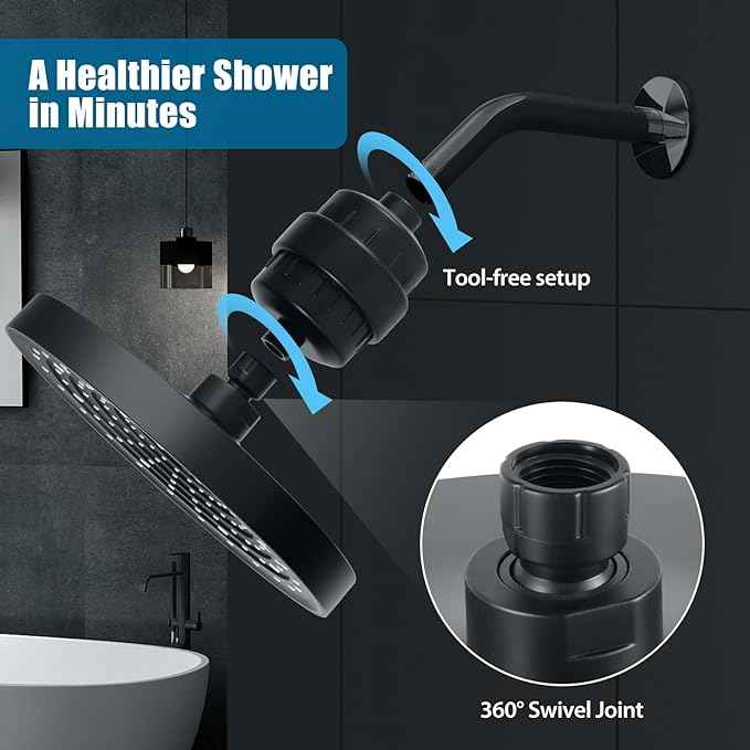 10 Inch Filtered Shower Head, Rain Shower Heads with Filters to Remove Chlorine, Shower Head for Hard Water