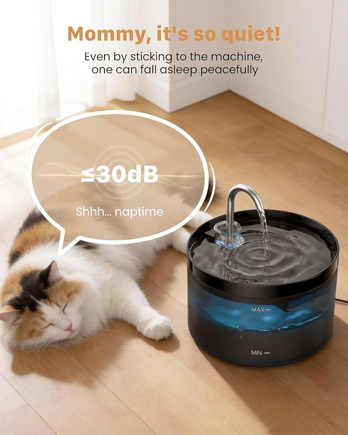 Cat Water Fountain: Dog Bowl Fountains - Automatic Pet Dispenser - Dogs Drinking Waterer Bowls Indoor - Auto Watering Dish Supplies - Easy Cleaning Animal Machine - Quiet 67oz/2L Kitty Drink Fountain