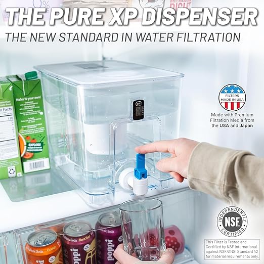 Epic Pure XP Water Filter Dispenser with Advanced CoreXchange™ Filter. 36 Cup 100 Gallon Made in USA Filter. NSF Certified | Removes PFAS, Lead, Chlorine & More | BPA-Free |