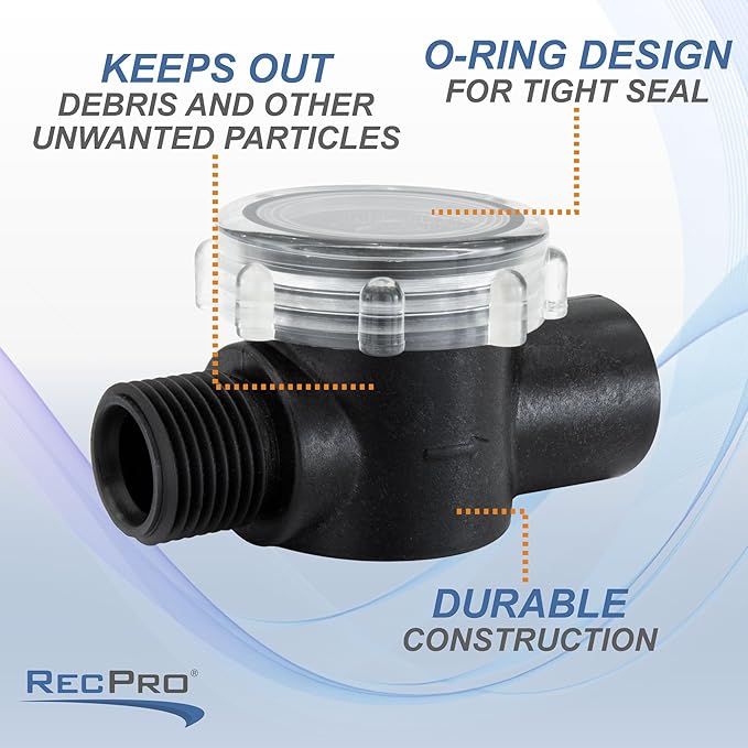 RV Replacement Water Pump Strainer | 1/2 Twist-On Pipe Strainer