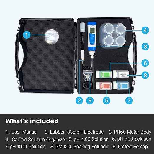 Apera Instruments PH60-WW Handheld pH Meter Tester Kit with LabSen 335 ATC pH Electrode for Lab-Grade pH Measurement in Wastewater, Suspensions, and Emulsions