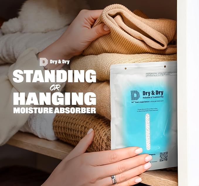 Dry & Dry 48 Packs Standing Moisture Absorbers to Control Excess Moisture for Basements, Closets, Bathrooms, Laundry Rooms - Moisture Absorbers Moisture Absorbers