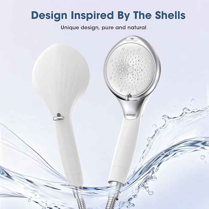 FASDUNT Filtered Shower Head with Handheld, High Pressure 8-Mode Handheld Showerhead with Filters for Hard Water -Remove Chlorine, Built-in Power Wash, Extra Long 80" Hose & Adjustable Bracket