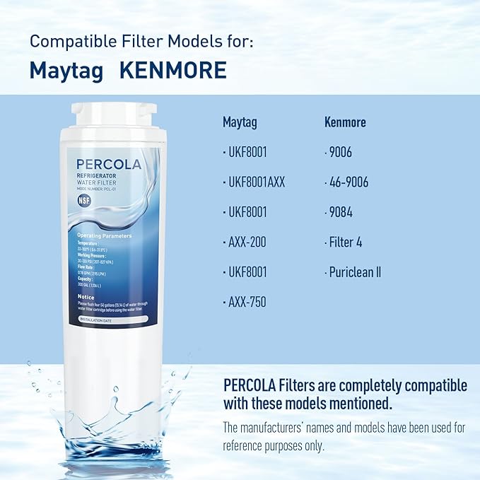 9084 Water Filter, NSF 42, 53 & 401 Certified Filter Replacement for Kenmore 9084, 469084, 9006, 46-9006, 9005, 469005, 9992, 469992, 469992P (3 Pack)