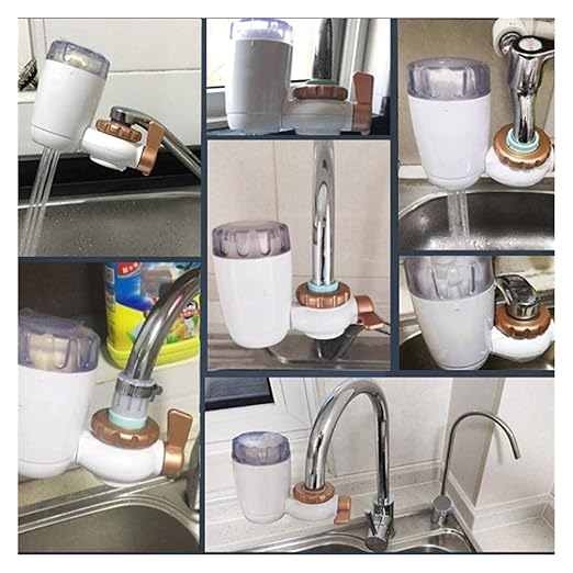 Tap Water Filter System Water Purifier Filtration Reduce Lead Chlorine BPA Free Fits Most Standard Faucets (4 Filter Included)