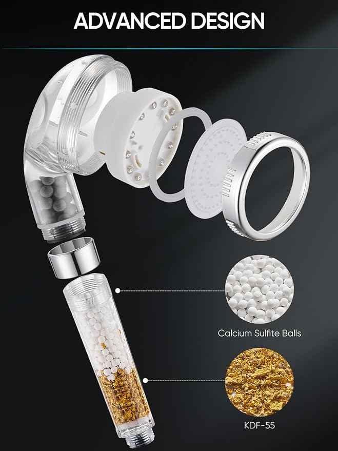 Cobbe Filtered LED Shower Head with Handheld, Color Changing, High Pressure Shower Head with Filter, Water Saving Spray Handheld Showerheads with Hose and Base for Dry Skin & Hair