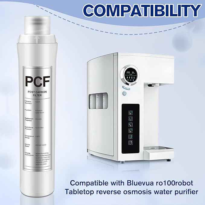 1 Pack PCF Water Filter Replacement Compatible with Bluevua RO100ROPOT, 1 PCF Water Filters, Improved Drink Quality, Easy to Replace for Household Daily Use Drinking