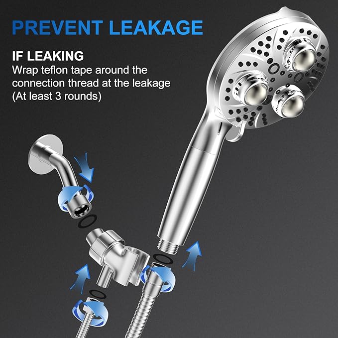Filter Handheld Shower Head for Residual Chlorine Remove,10-Spray Modes Massage Showerhead, Large Powerful Handheld Showerhead with 79in Hose Detachable (Premium Chome)