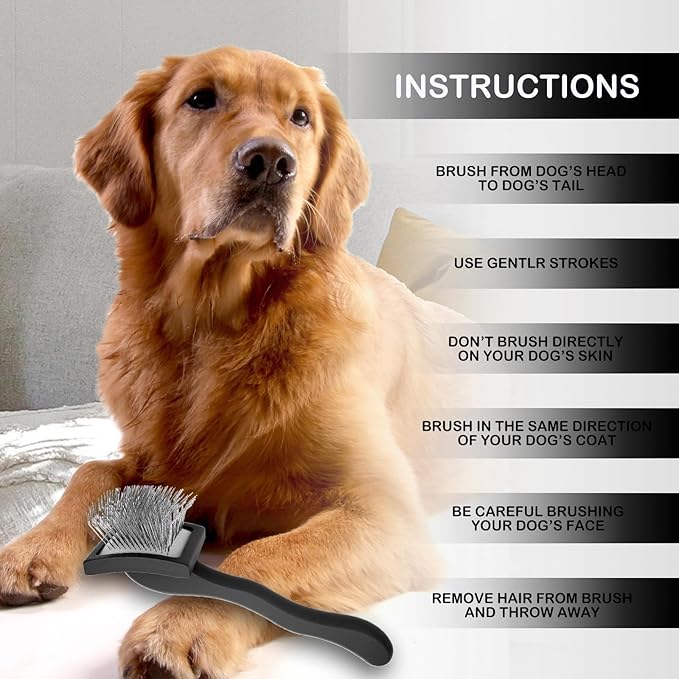 Dog Slicker Brush for Golden Doodle Grooming Kit - Dematting Brushes for Goldendoodles, Labradoodles, Poodles - Pet Hair Brush for Short & Medium Haired Dogs - Small (Black) - AquaVibe