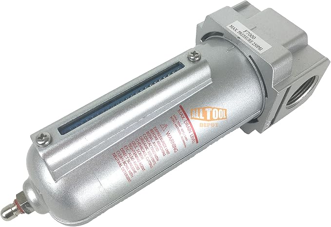 3/4" NPT HEAVY DUTY Industrial Grade Particulate Filter/Water Trap For Air Compressor Compressed Air Lines, 5u With Metal Bowl (MANUAL DRAIN) - AquaVibe