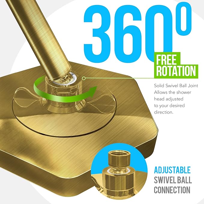 AquaHomeGroup Luxury Filtered Shower Head - High Pressure Rain Showerhead with Filter for Chlorine, Rust, Sediments - Water Filter Shower Head with Vitamin C E A - SPA Effect (Patent Pending) (Golden)