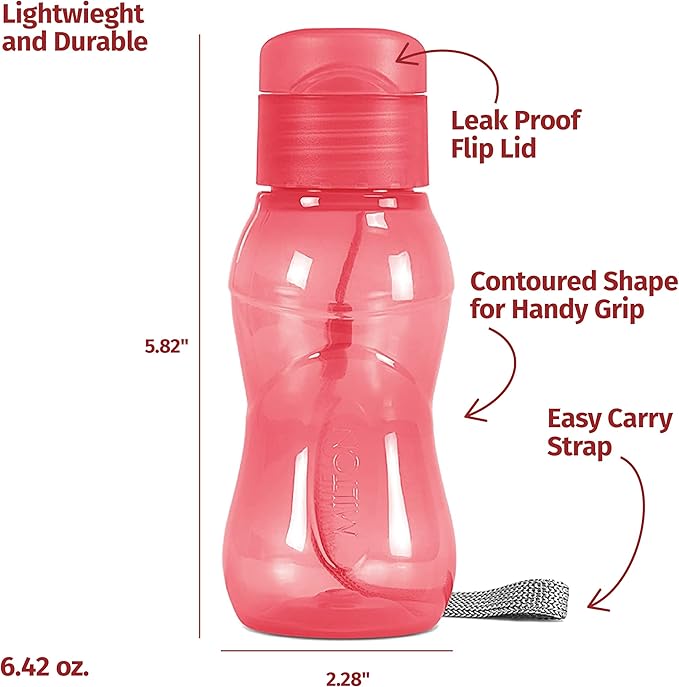 MILTON 8 pack 6 oz Kids Water Bottle for School Leak Free Flip Lid- Portable Small Sports Water Bottle for Adults Carry Strap Party Favors for Kids Treats Prizes Gifts Goodie Bag Stuffers Bulk Pack