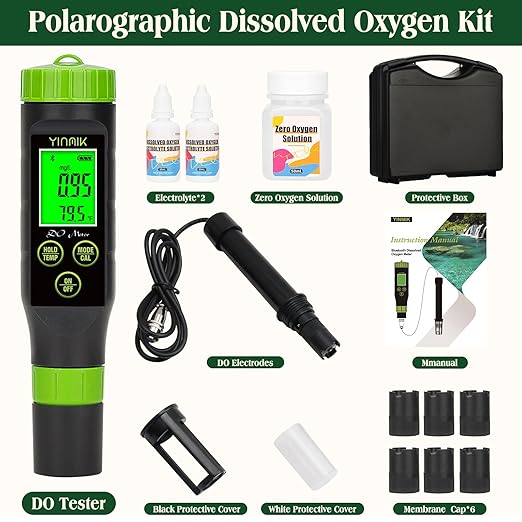 Smart Dissolved Oxygen Meter | Portable DO Meter for Pond, YINMIK Aquaponic Dissolved Oxygen Test Kit, Digital Dissolved Oxygen Tester for Aquarium, Fish Tank, Hydroponic, Beer Wort, Lake, Aquaculture