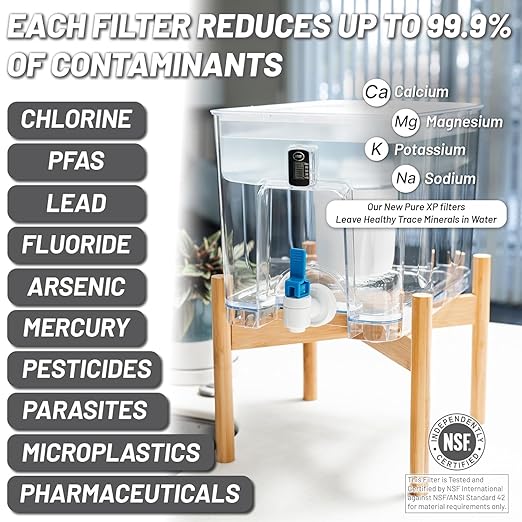 Epic Pure XP Water Filter Dispenser with Advanced CoreXchange™ Filter. 36 Cup 100 Gallon Made in USA Filter. NSF Certified | Removes PFAS, Lead, Chlorine & More | BPA-Free |