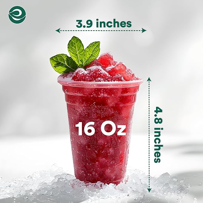 ECO SOUL 1000 Pack Compostable Party Cups 16 oz Plant-Based Disposable Clear Cold Cup for Wine, Coffee, Smoothie & Soda Drinks | Cocktail Parties & Birthdays | Non-Toxic & BPA-Free Zero Plastic Glass