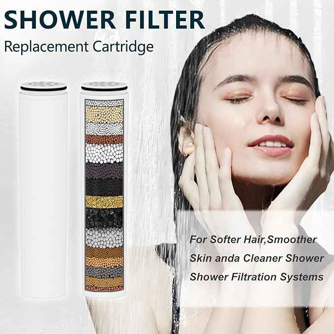 AWO 2 PACK Replacement Shower Head Filter Cartridge Compatible with Cobbe Handheld Showerhead,Multi Stage Shower Filtration Systems for Hard Water Reduces Chlorine,Fluoride and Harmful Substance