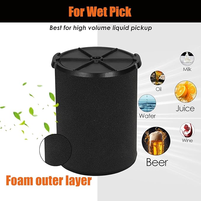 VF7000 Replacement Filter for Ridgid Shop Vacuums 5-20 Gallon, Wet Application Filters Fits Rigid Wet Dry Vac, Wet Pick Up Filter for Husky Shop Vacuum Filter 6-9 Gallon- 2 Pack - AquaVibe