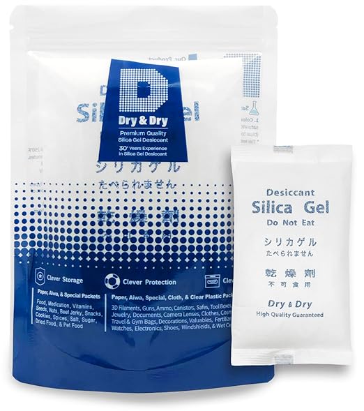 Dry & Dry 400 Gram [1 Packet] Silica Gel Packets, Desiccant Packs, Silica Gel - Rechargeable Silica Packets, Moisture Absorbers, Silica Gel Packs