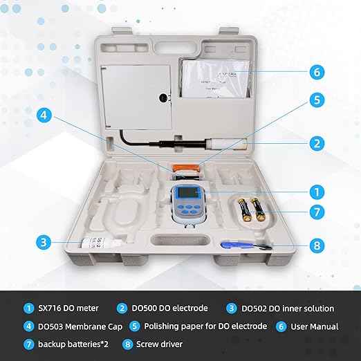 Apera Instruments SX716 Portable Lab Dissolved Oxygen DO Meter, Waterproof, Automatic Temperature, Salinity Compensation and Calibration Silver AI461