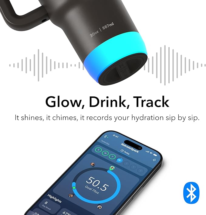 Hidrate Spark PRO 2 30oz Tumbler – Smart Hydration Tumbler with Clinically Accurate Water Tracking & Extended Battery Life - Syncs with Apple Health, Fitbit, Smart Rings & Smart Watches - Black