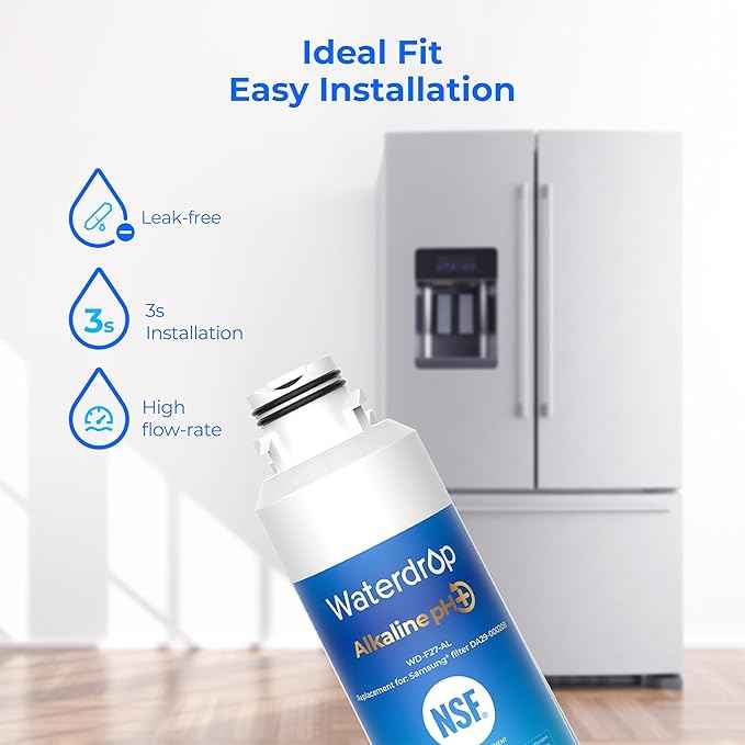 Waterdrop Alkaline DA29-00020B Replacement for Samsung® Water Filter HAF-CIN/EXP, HAF-CIN, DA29-00020B-1, DA97-08006A-1, RF28HMEDBSR, RF263BEAESR, RS25J500DSR, RF263TEAESG, 2 Filters