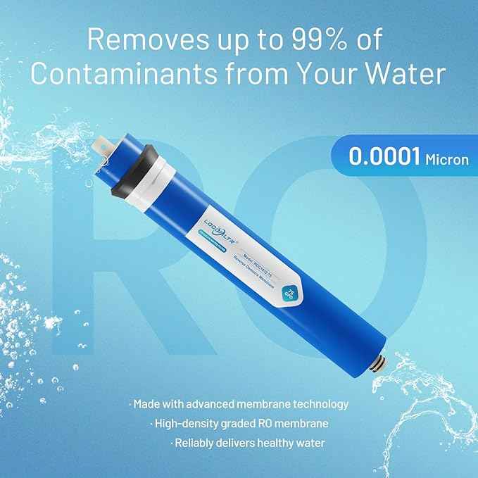 75 GPD RO Membrane Filter Replacement, Universal 11.75" x 1.75" Reverse Osmosis Membrane Element for Residential Undersink RO Drinking Water Filtration System (75 GPD)