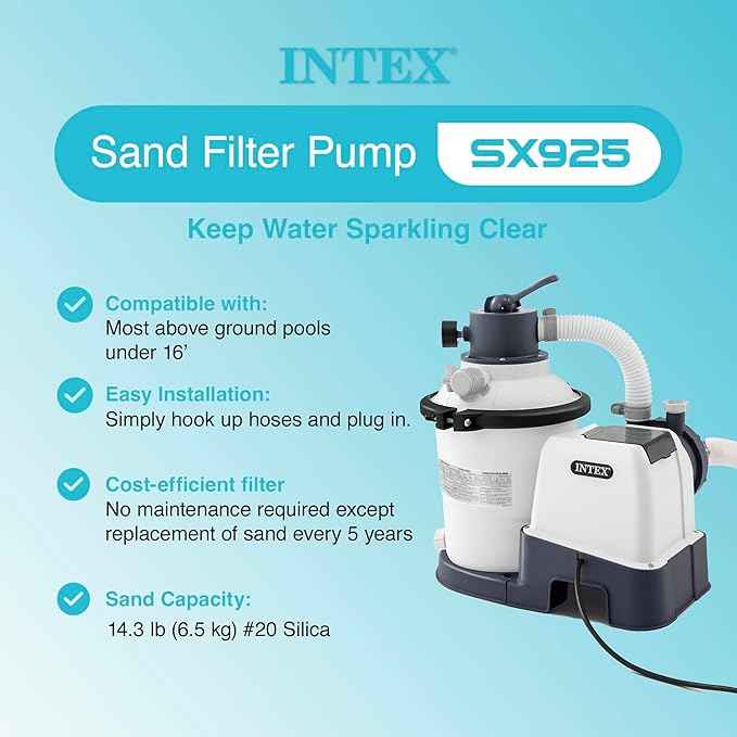 INTEX 925 GPH Krystal Clear Sand Filter Pump for Above Ground Pools, Swimming Pool Pump with Automatic Timer - Improved Circulation, Filtration, & Clarity