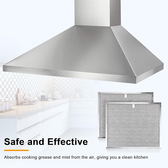 Allure Range Hood Grease Filter BPS1FA30 99010299 by Fetechmate 11-3/4" x 14-1/4" x 3/8" Aluminum Mesh Filter Fit for B-roan QS1 30" N-utone WS1 QS2 Range Hoods Replace S99010305 AP3378953-2 Pack - AquaVibe
