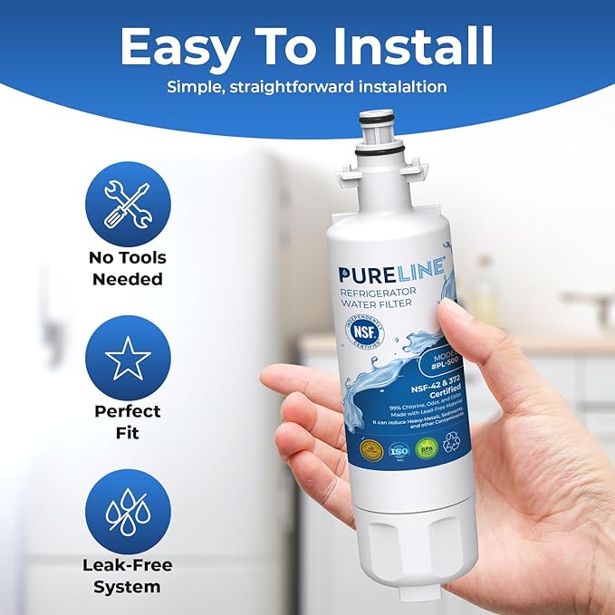 Pureline 9690, LT700P Replacement for LG LT700P, Kenmore Elite 9690, Kenmoreclear 46-9690, ADQ36006101, HDX FML-3, Refrigerator Water Filter - Reduces Bad Taste & Odor - AquaVibe