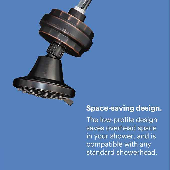 Brondell Shower Filter VivaSpring, Compact Rubbed Bronze – High Output, 100% High-Purity KDF Filtration, With FF-30 Filter Cartridge, Filtered Shower Water for Healthier Skin & Hair