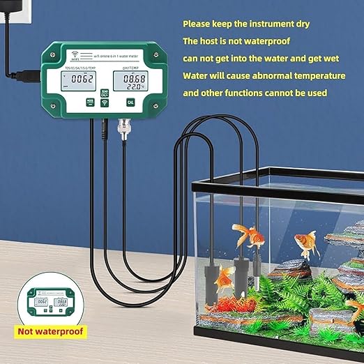 Digital Water Quality Meter, 6 in 1 WiFi Smart Water Quality Monitor with App Control, PH EC TDS(PPM) Salt S.G Temperature Tester for Swimming Pools, Household Drinking Water. ﻿