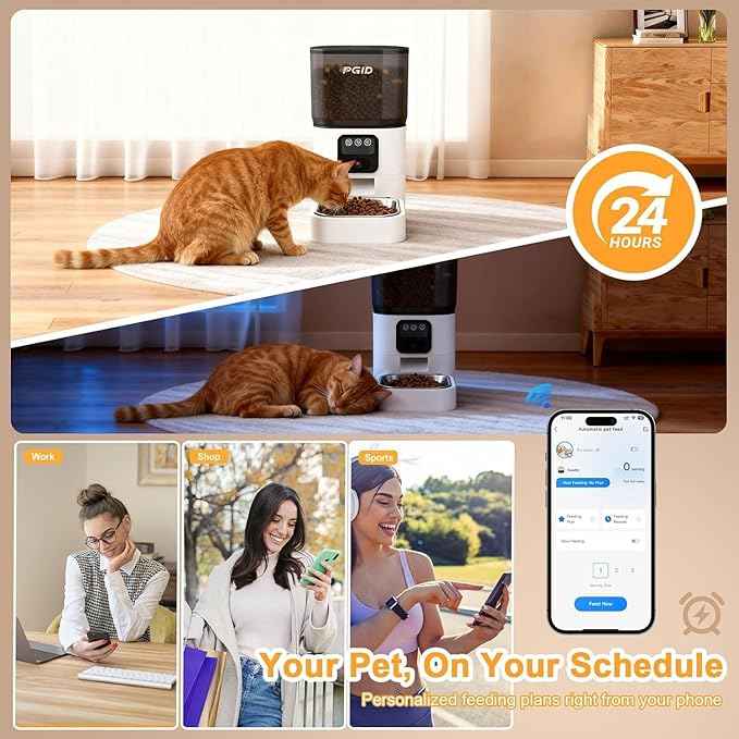 Wireless Cat Water Fountain Stainless Steel 4.5L +Automatic Cat Feeder with 2K Camera +Hair Removel Glove Set for Pet Dog Cat Indoor Outdoor