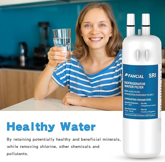 Fancial Refrigerator Water Filters Replacement for Whirlpool, Maytag, KitchenAid-Compatible with EDR1RXD1,W10295370A, Filter 1, WHR1RXD1,6-Month Long Life,four-pack