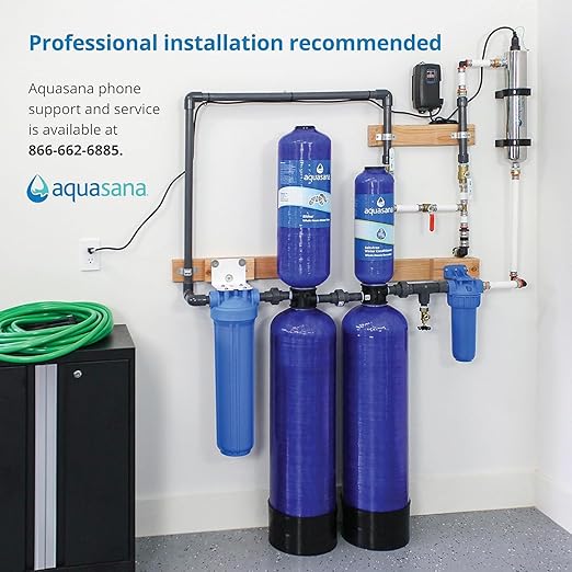 Aquasana Whole House Water Filter System | 1,000,000 Gallons | Salt-Free Softener Alternative | UV, Carbon & KDF | Tackles up to 99.99% Chlorine, Bacteria, Viruses, Sediment & Scale | EQ-1000-AST-UV