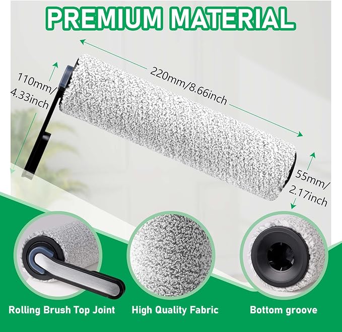 Only Floor ONE S5Combo Roller Brush Replacement and Vacuum Filter Kit Compatible with Tineco Floor ONE S5Combo Smart Wet Dry Vacuum Replacement Parts,2 Roller Brushes,2 HEPA Filters,1 Cleaner Brush - AquaVibe